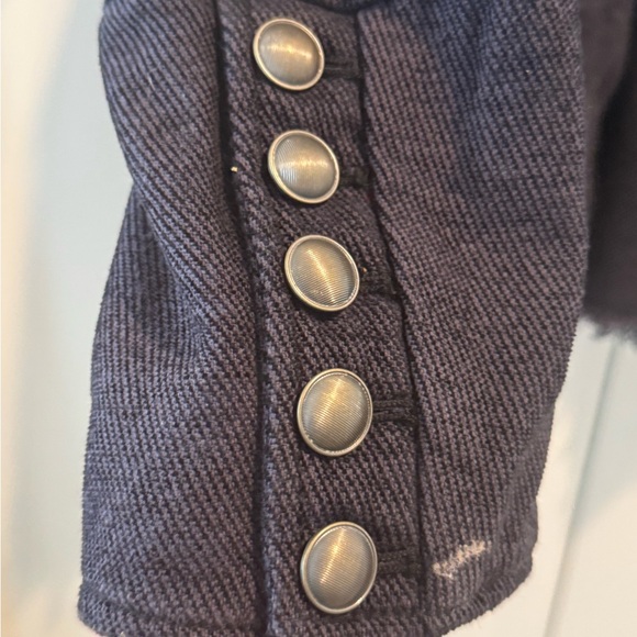 Free People Military Style Raw Edge Jacket size Medium Color Navy - Picture 5 of 11